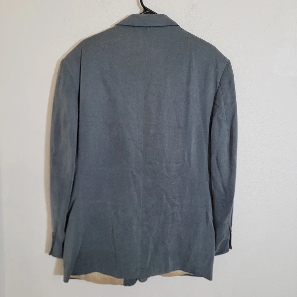 Oscar de la Renta Mens‎ 42R Blazer Slate Blue 100% Tencel 3-Button Jacket Suit